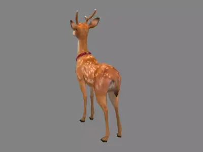 Cartoon sika deer Low-poly 3D model