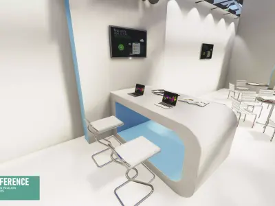 Conference - exhibition pavilion and stands Low-poly 3D model