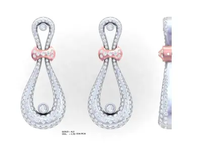Earrings Collection dil jagji diamond pendant gold 3D print model