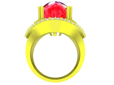 Luxury Asian Oval Ruby Diamond Women Ring 3D Model A5725 3D print model
