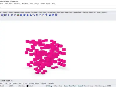 Random Cube Parametric Facade Design Grasshopper Rhino Files 3D model