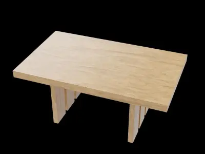 Table wooden 7 Low-poly 3D model