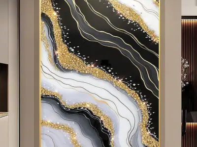  Luxury Abstract Wall Art  3D Framed Set 3 Panels Low-poly 3D model