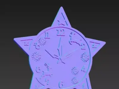 Christmas Star Wall Clock  3D Printed Holiday Decor 3D print model