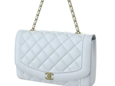 Vintage Medium Diana Flap Bag White Low-poly 3D model