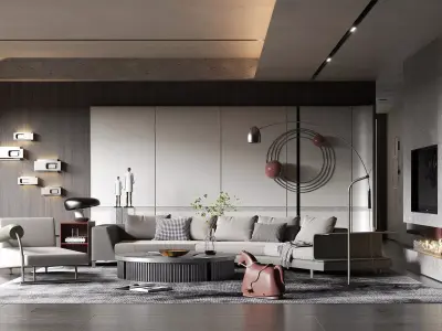 Living Room Interior Scene 6 3D model