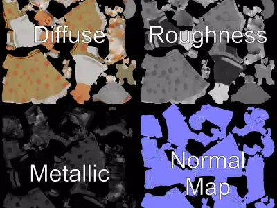 Elegant Floral Woman model pack Low-poly 3D model