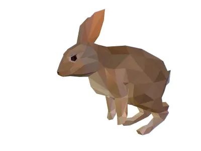 Animated White Rabbit Lowpoly Art Style Low-poly 3D model