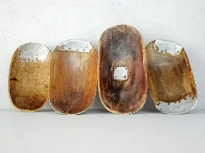 Vintage Hutu Burundi Wood Scoop Bowls 1 3D model