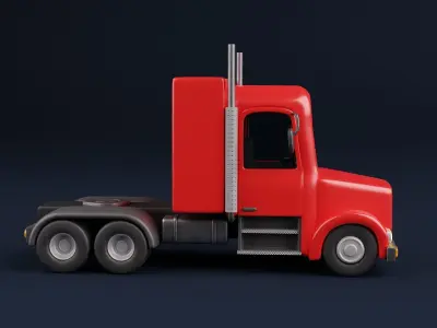 Stylized Cartoon  Rigged Semi Truck 3D model 3D model