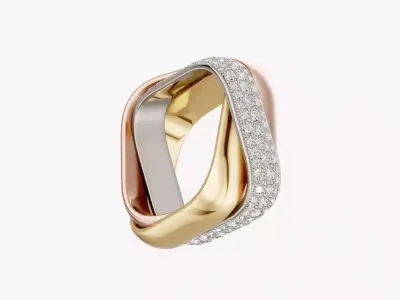 TRI - RING - COUSSIN LARGE SEMI PAVED 3D print model