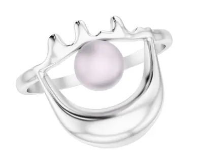 Dali Eye Pearl Ring 3D print model