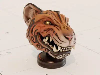 Oni Tiger Decorative Noh Mask 3D model