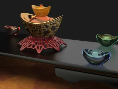 chinese gold ingot  3D model 14