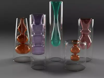 Yves Coloured Glass Vase Set 3D model