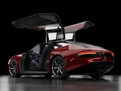 Generic Futuristic police and taxi supercar with gullwing doors 3D model