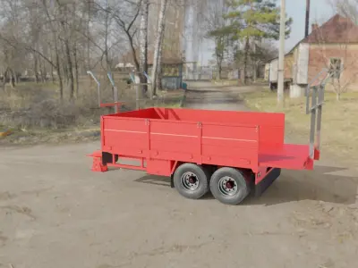 Agricultural Trailer Low-poly 3D model