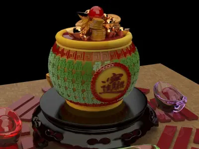 Chinese treasure pot   3D model