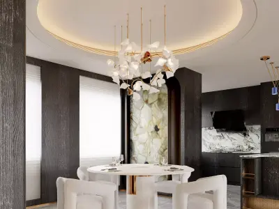 Modern living room dining room interior scenes  3D model