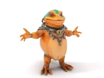 Regal Toad Character Model Rigged and Animated Low-poly 3D model