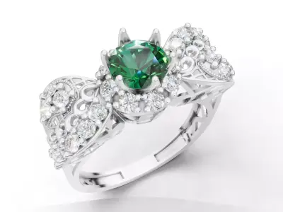 Ornate Baroque Cluster Ring Filigree Shank CAD for Printing 3D print model