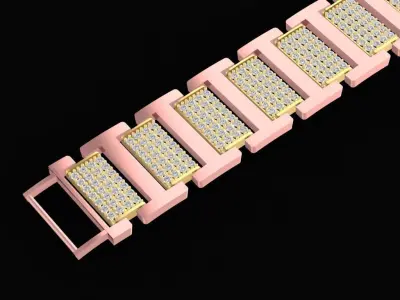 Luxury Pave Link Bracelet Watch Band 3D Model  2558 3D print model