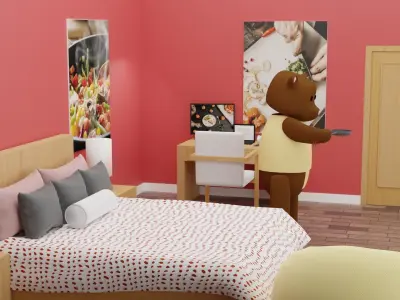 Bobae Bedroom Low-poly 3D model
