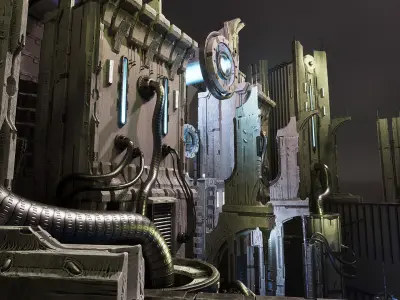 Allien architecture Low-poly 3D model