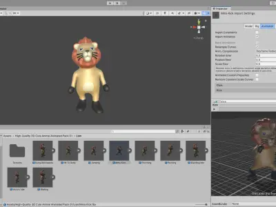 High-Quality 3D Cute Lion - Animated for Games  Low-poly 3D model