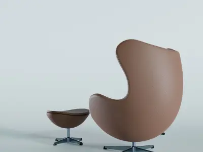 Egg Chair and Footstool Low-poly 3D model