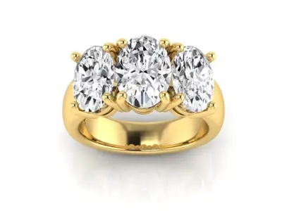 Wide trinity ring for oval stones 3D print model