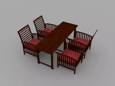 Deck Table With Chairs 3D model
