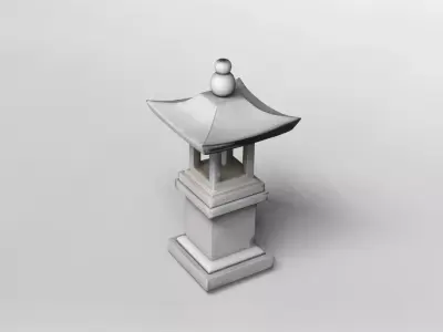 Traditional Japanese Stone Lantern 3D Model 3D model