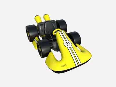 Cartoon Kart D03 Yellow - Vehicle Racing Design Low-poly 3D model