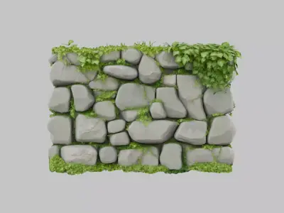 Thick Stone Wall Texture Low-poly 3D model