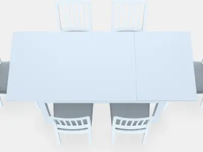 LANEBERG - EKEDALEN Table and 6 chairs Low-poly 3D model