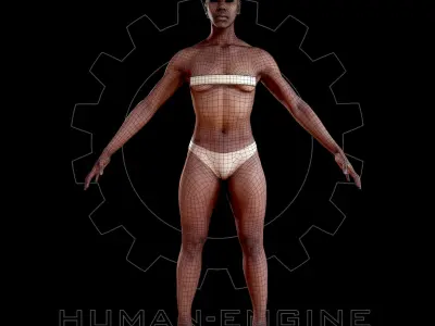 Female Scan - Tiana A-pose Rigged and Expressions Low-poly 3D model
