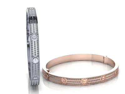 Love C Bracelet Pave 19cm 3D print model