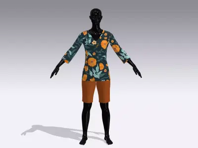 Female Cloth Dress Low-poly 3D model