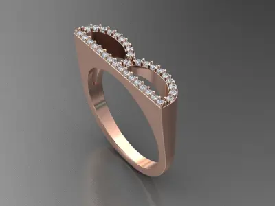 alphabet jewelry ring diamond letter B 3D print model