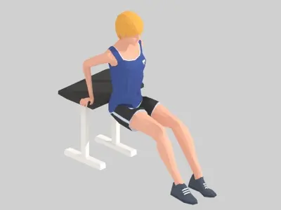 Chair Pushups Exercise woman Animation Low-poly 3D model