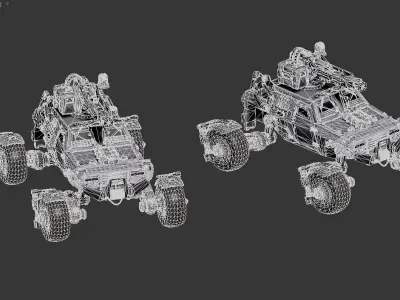 The image shows a 3D model of a futuristic 3D model