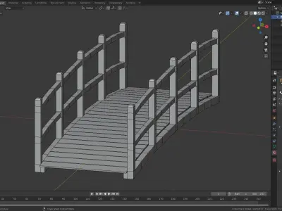 Wooden bridge pack Low-poly 3D model