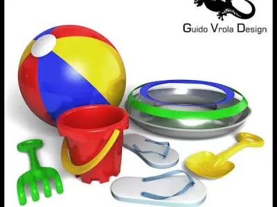 Beach toys set 3D model