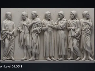 Bas Relief Male Figures Low-poly 3D model