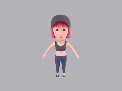 Cartoon Female Character Rigged 123 3D model