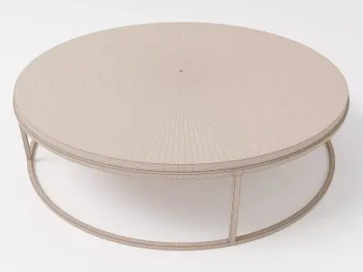 Ring Shaped Coffee Table - Golden and Wood 3D model