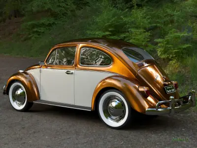 Golden Beetle Fusca 1969 3D model