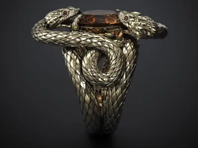 A RING WITH TWO SNAKES 3D print model