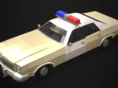 Low-Poly Retro Police Car 01 Low-poly 3D model